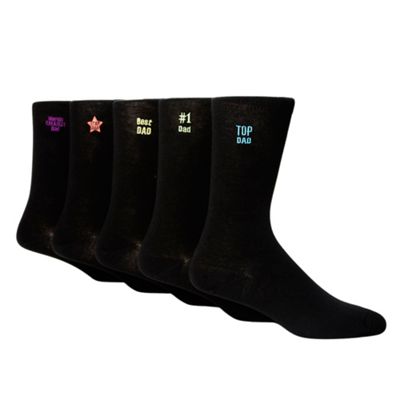 Freshen Up Your Feet Pack of five black 'Worlds Greatest Dad' socks